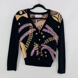 St John NWT Blk Gold Pink Cardigan